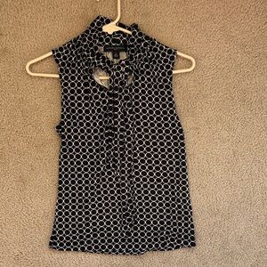 Banana Republic Black and White Silk Sleeveless Top